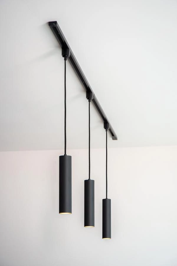 Lucide TRACK FLORIS pendant - 1-circuit Track lighting system - 1xGU10 - Black (Extension) - atmosphere 4